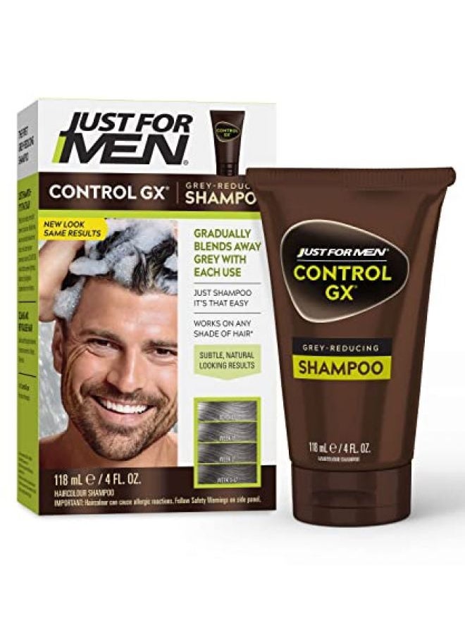 Just For Men Control GX Grey Reducing Shampoo, Gradual Hair Color for Stronger and Healthier Hair, 4 Fl Oz (Pack of 1) - Packaging May Vary