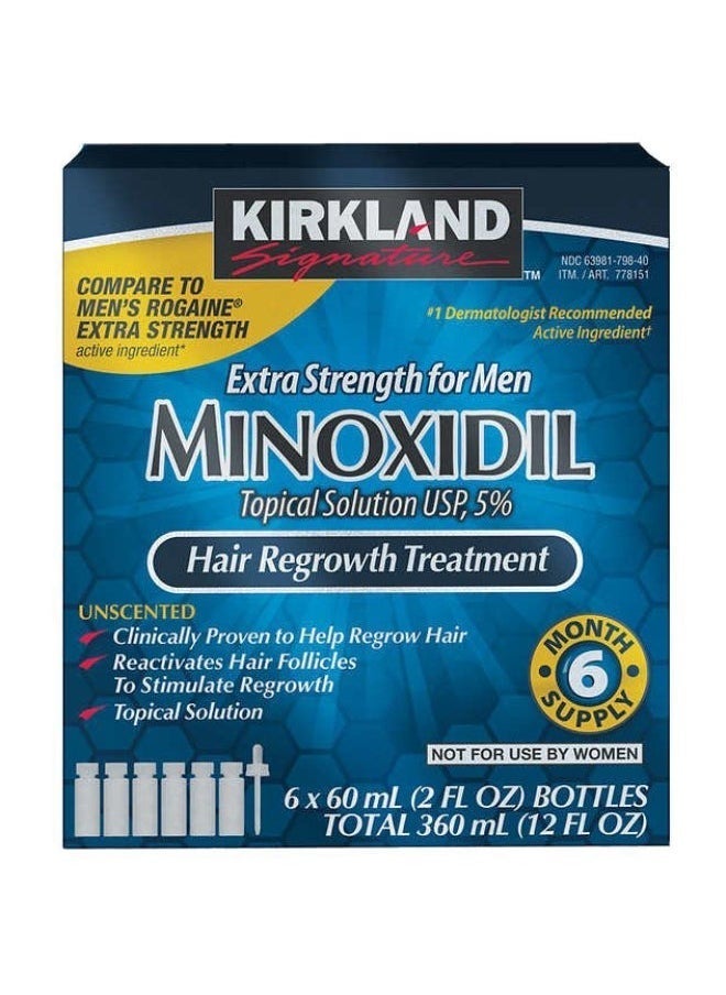 Minoxidil 5% Extra Strength Hair Regrowth Treatment – 6 Bottles x 60ml for Fuller, Thicker Hair