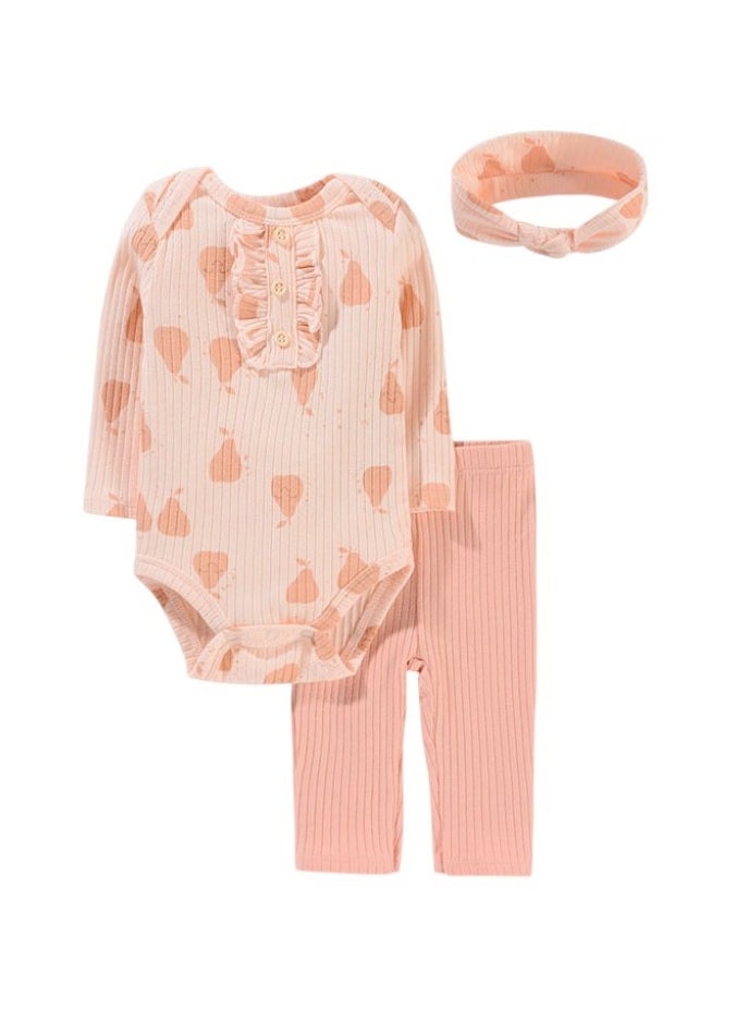 Bambimici Anaya Pear Print Long Sleeve Set - Peach