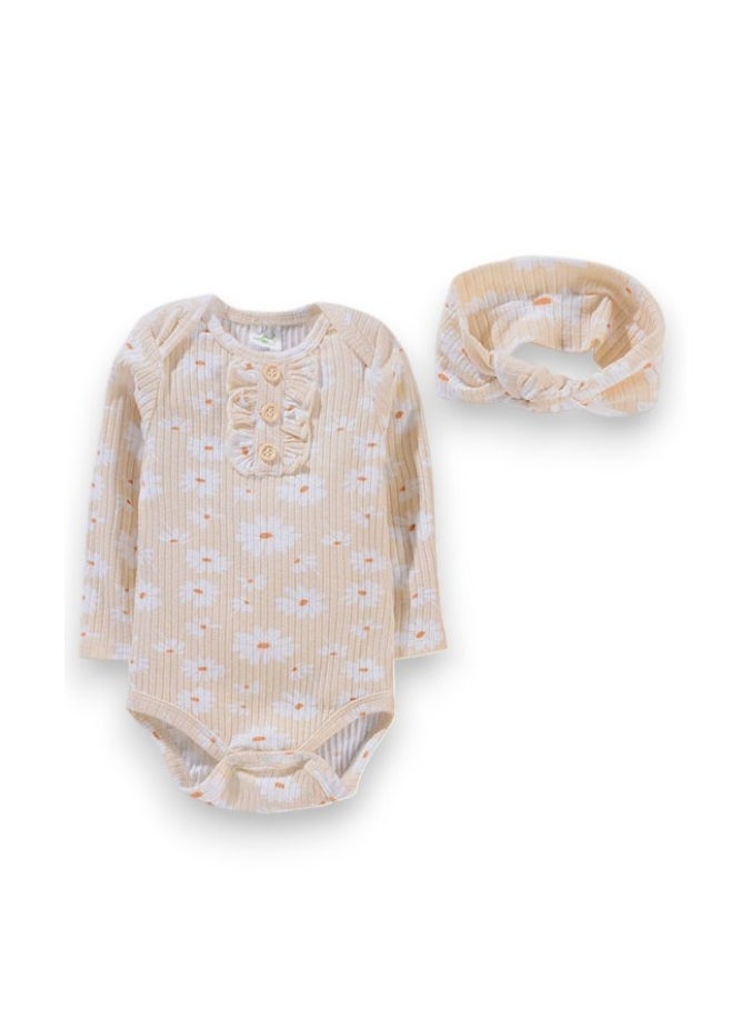 Bambimici Anaya Flower Daisy Print Long Sleeve Set - Cream