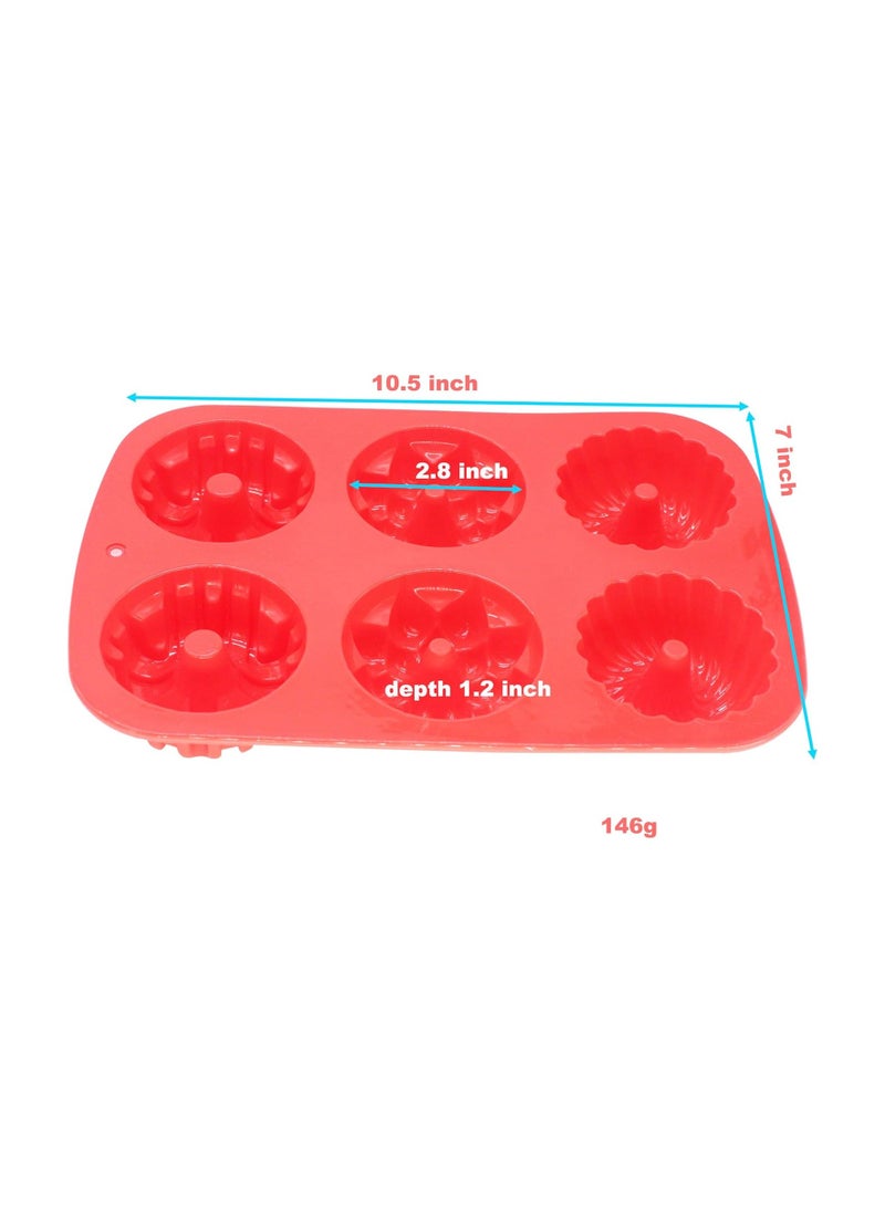 3 packs Mini Bundt Cake Pan, Non-stick Silicone Baking Molds, Dishwasher microwave safe 6-Cavity silicone Cake Pan for Cupcakes,