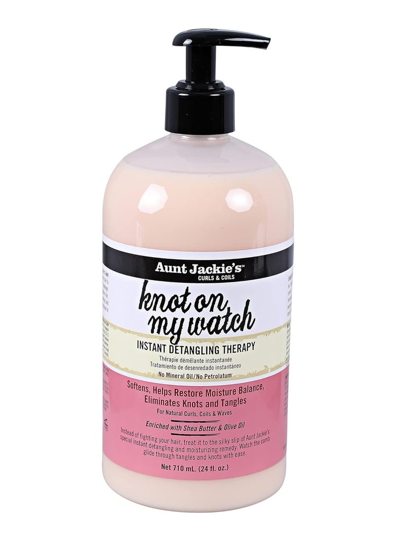 Aunt Jackie's Curls and Coils Knot On My Watch, Large 24oz Family Sized Pump, Instant Hair Detangling Therapy for Natural Curls, Coils and Waves, Pink…