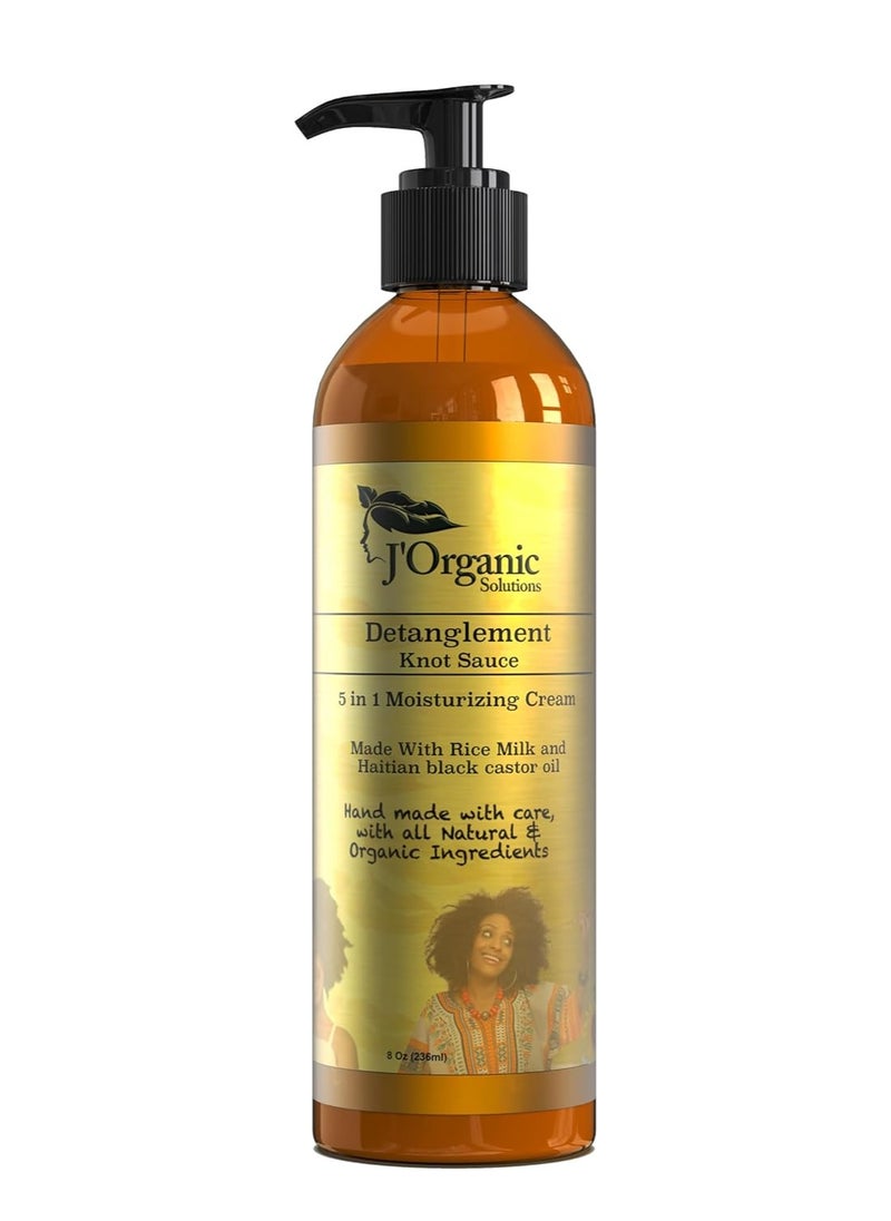 J'Organic Solutions Detanglement Knot Sauce A 5 in 1 moisturizing cream Made With Rice Milk and Haitian Castor Oil