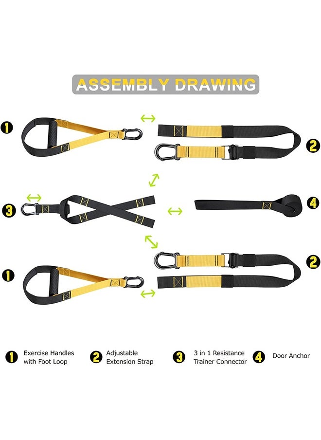 Home Resistance Training Kit,Resistance Trainer Exercise Straps with Handles,Door Anchor,Training Guide,Wall Mount Bracket, Bodyweight Resistance Straps for Full-Body Workout for Home Gym.