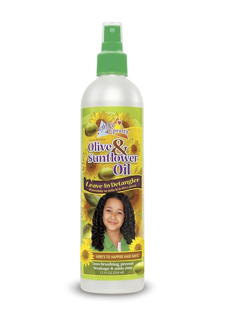 Sofn'Free n'Pretty Olive & Sunflower Oil Leave-In Kids Detangler Spray for Curly Hair, Relaxed Hair, Natural Hair Detangler Spray Conditions and Restores Curls - 12 oz, Single