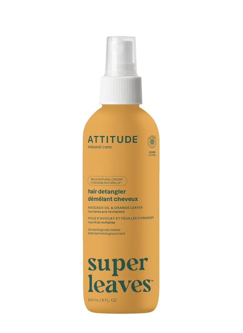 ATTITUDE Detangling Spray, EWG Verified, Plant-Based Ingredients, Dermatologically Tested, Vegan, Orange Leaves, 8 Fl Oz