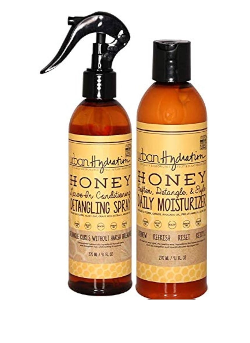 Urban Hydration Honey Health and Repair Daily Hair Moisturizer and Detangler Duo Pack | Sulfate, Paraben Free, Detangles, Prevents Breakage, Tames Frizz, and Repairs Damage for Smooth and Shiny Hair