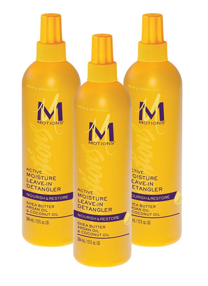 Motions Active Moisture Leave-In Detangler, Nourish & Restore, With Shea Butter, Argan Oil & Coconut Oil, 12 Ounce (3 Pack)