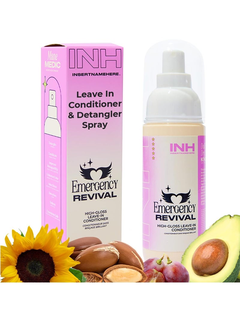 INH Emergency Revival Spray | Leave In Conditioner Spray | Hair Shine & Detangler Spray for Frizz Control & Dry, Damaged Hair | Smoothing & Volumizing Mist with a Gloss Finish | Travel Size, 4oz