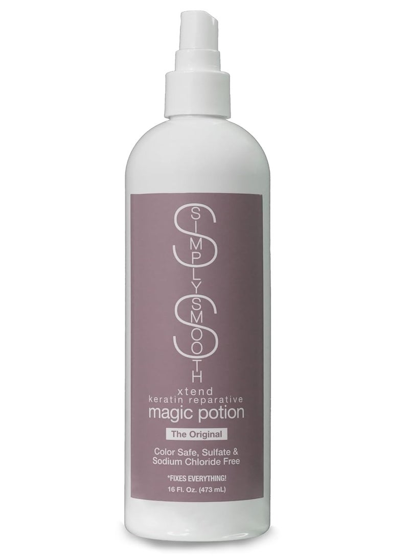 SIMPLY SMOOTH Keratin Reparative Magic Potion Original Leave In Conditioner Detangler & Heat Protection Styling Spray Repair & Reduce Breakage Color Safe & Sodium Chloride Free 16 Oz