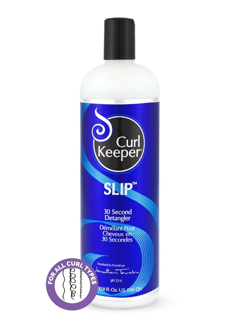 Curl Keeper Slip Hair Detangler Spray for Curly Hair, 33.8 Fl Oz - Leave In Conditioner Spray for Men, Women & Kids - Water-Based Detangling Spray Loosens Knots & Tangles with Aloe Vera & Silk Protein