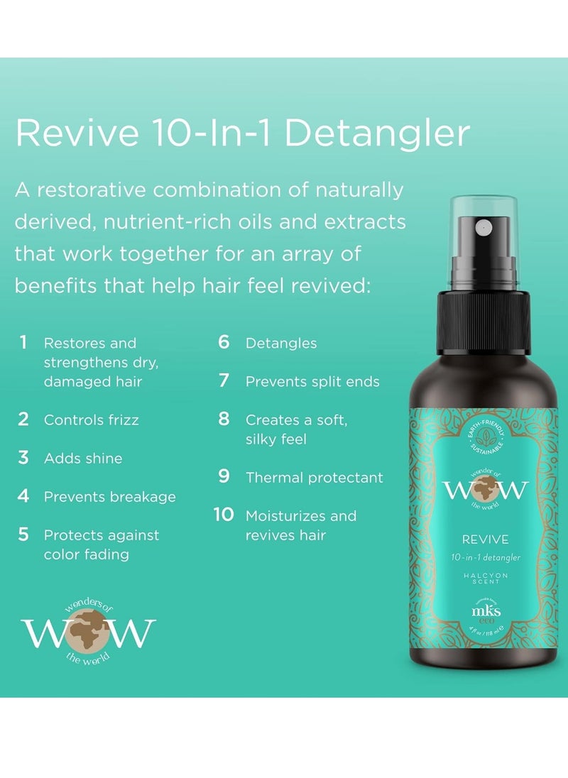 MKS eco WOW Revive 10-in-1 Detangler, Halcyon Scent - Free From Silicones, Sulfate Cleansers, Parabens, Gluten, Mineral Oil & Petrolatum - Vegan, Cruelty Free