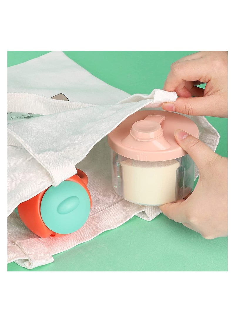 Non-Spill Baby Formula Dispenser with 4 Compartments, Perfect for Travel & Outdoor, Snack Storage Container for Infants & Toddlers, Pink