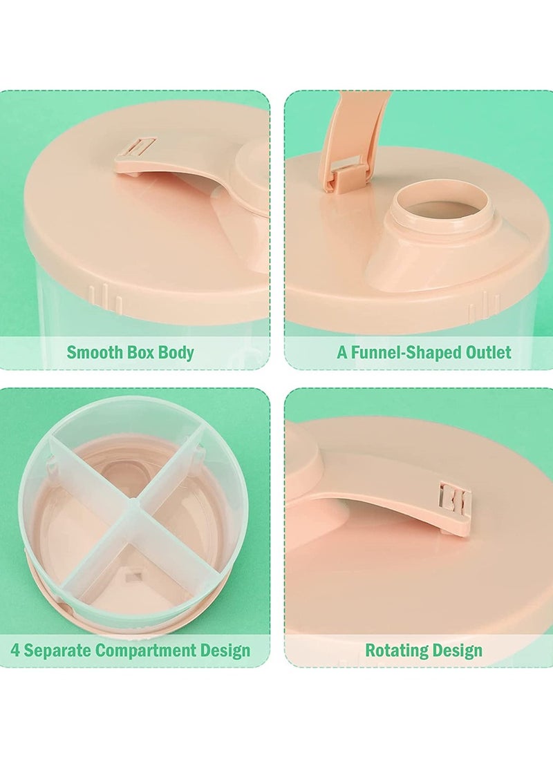Non-Spill Baby Formula Dispenser with 4 Compartments, Perfect for Travel & Outdoor, Snack Storage Container for Infants & Toddlers, Pink