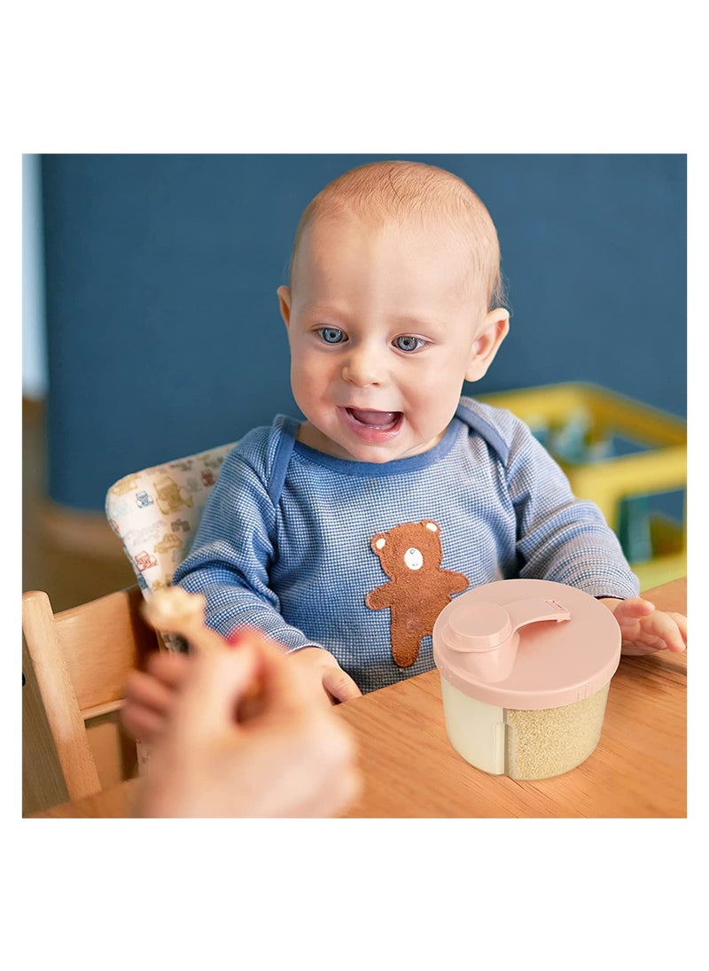 Non-Spill Baby Formula Dispenser with 4 Compartments, Perfect for Travel & Outdoor, Snack Storage Container for Infants & Toddlers, Pink