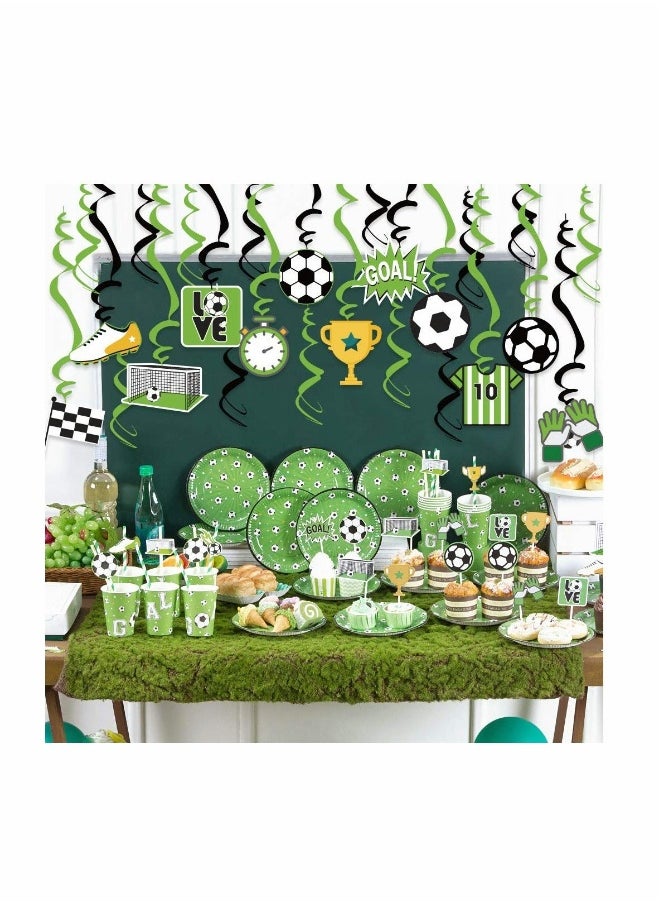 Soccer Themed Hanging Foil Swirls Decoration Soccer Boys Kids Birthday Baby Shower Party Decoration (24Pcs)