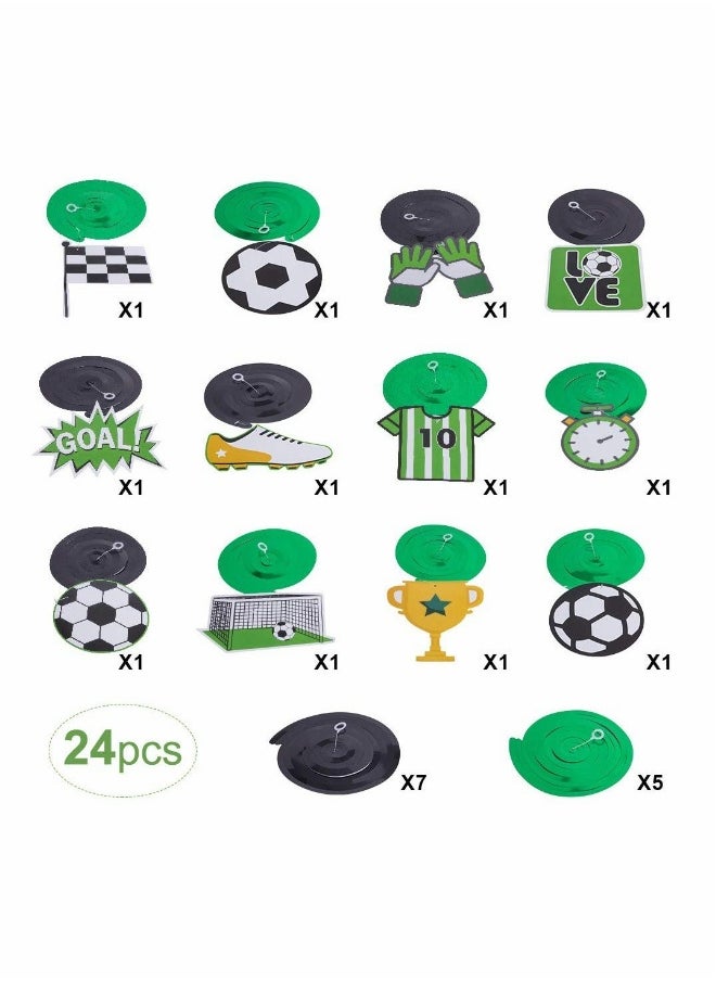 Soccer Themed Hanging Foil Swirls Decoration Soccer Boys Kids Birthday Baby Shower Party Decoration (24Pcs)