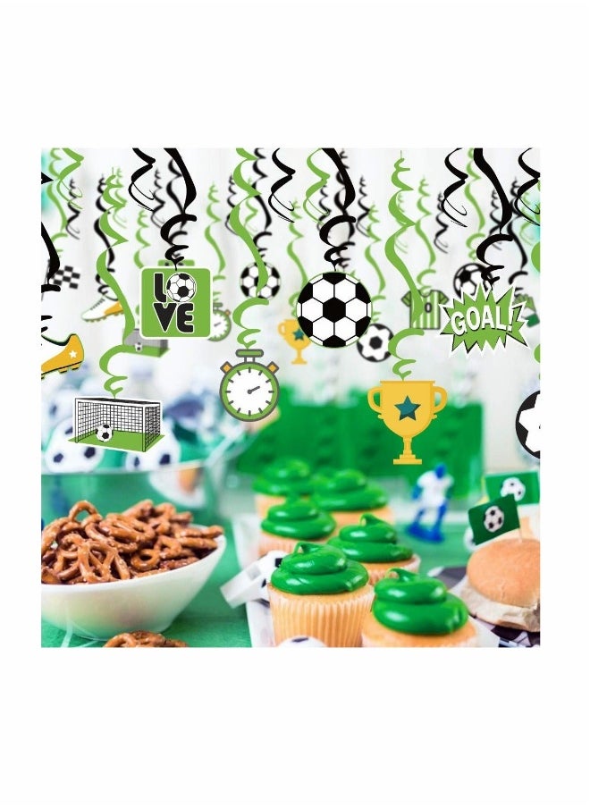 Soccer Themed Hanging Foil Swirls Decoration Soccer Boys Kids Birthday Baby Shower Party Decoration (24Pcs)