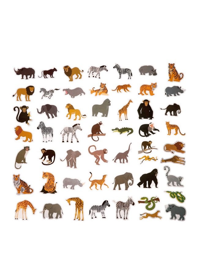 100 Pack Jungle Safari Zoo Animal Stickers, Jungle Party Favors, Party Decorations