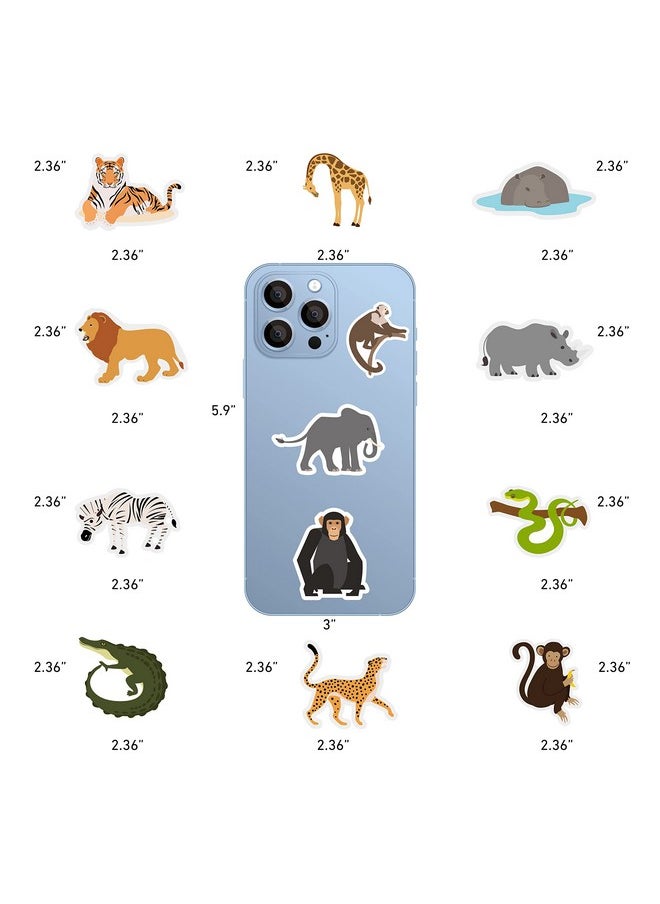 100 Pack Jungle Safari Zoo Animal Stickers, Jungle Party Favors, Party Decorations