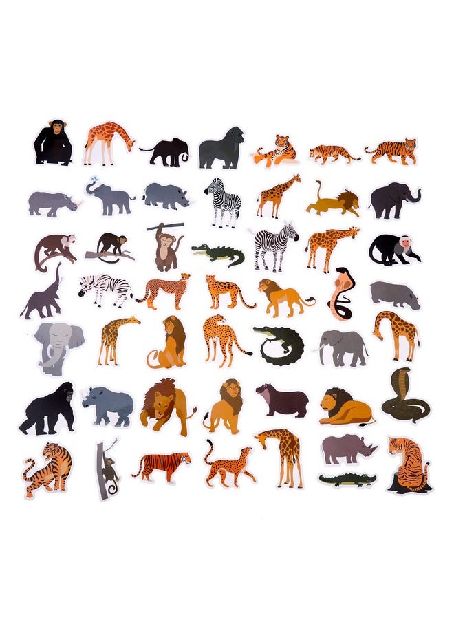 100 Pack Jungle Safari Zoo Animal Stickers, Jungle Party Favors, Party Decorations