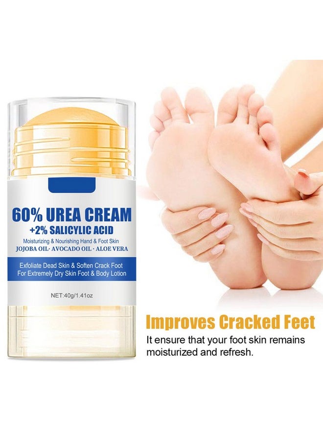 60% Urea Plus 2% Salicylic Acid Foot Cream Moisturizer For Dry Cracked Feet Knees Elbows Hands Hydrates &Nourish Foot Care For Softens Skin Exfoliates Dead Skin Smoothing Skin Women And Men 1.41Oz