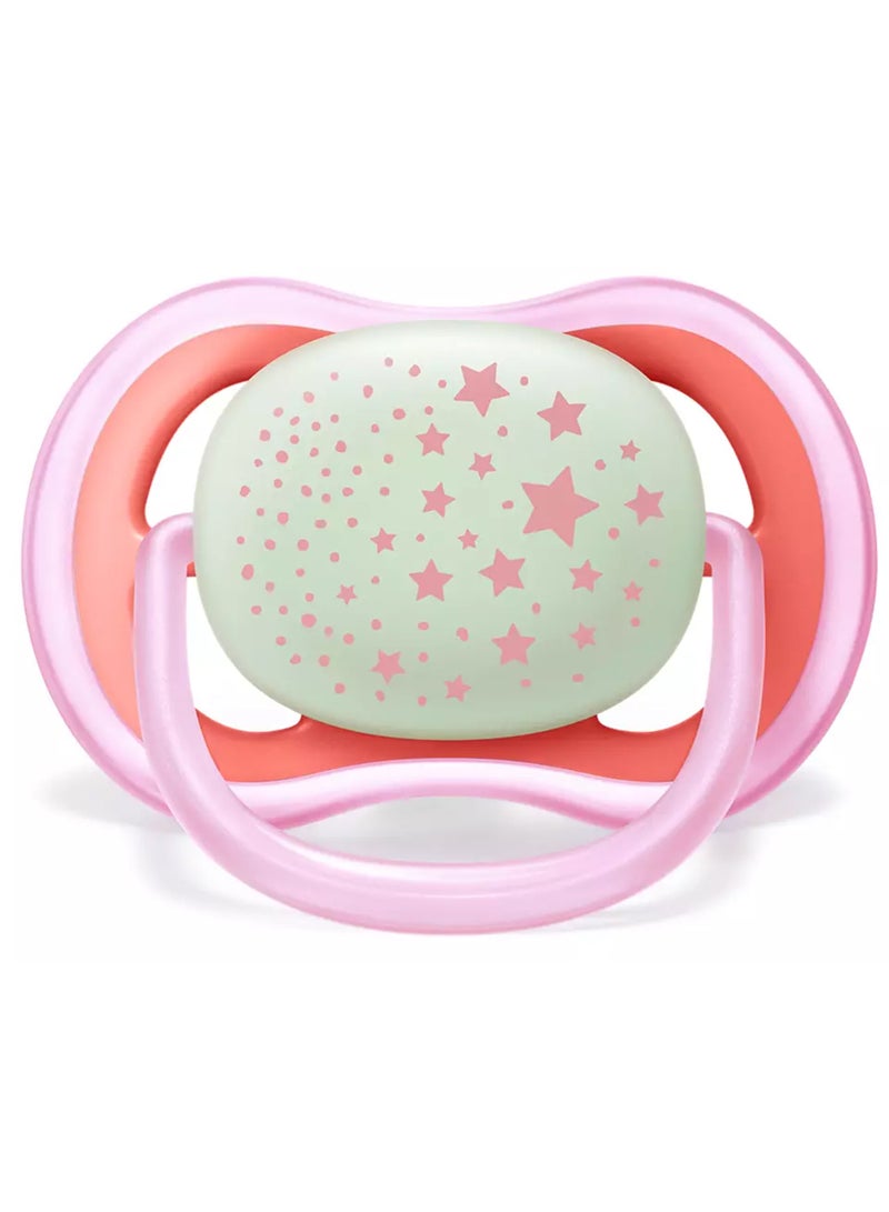 2 - Pieces Ultra Air Night Buddy Bear Soft Baby Pacifier For 6M+, Pink And White - 37622