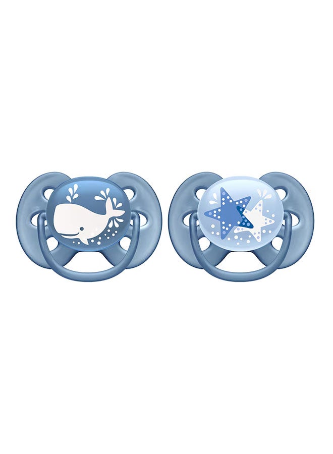 Pack Of 2 Ultra Soft Dummy, Bpa Free Pacifier For Babies From 6 To 18 Months , Whale, Star (Model Scf223, 03)