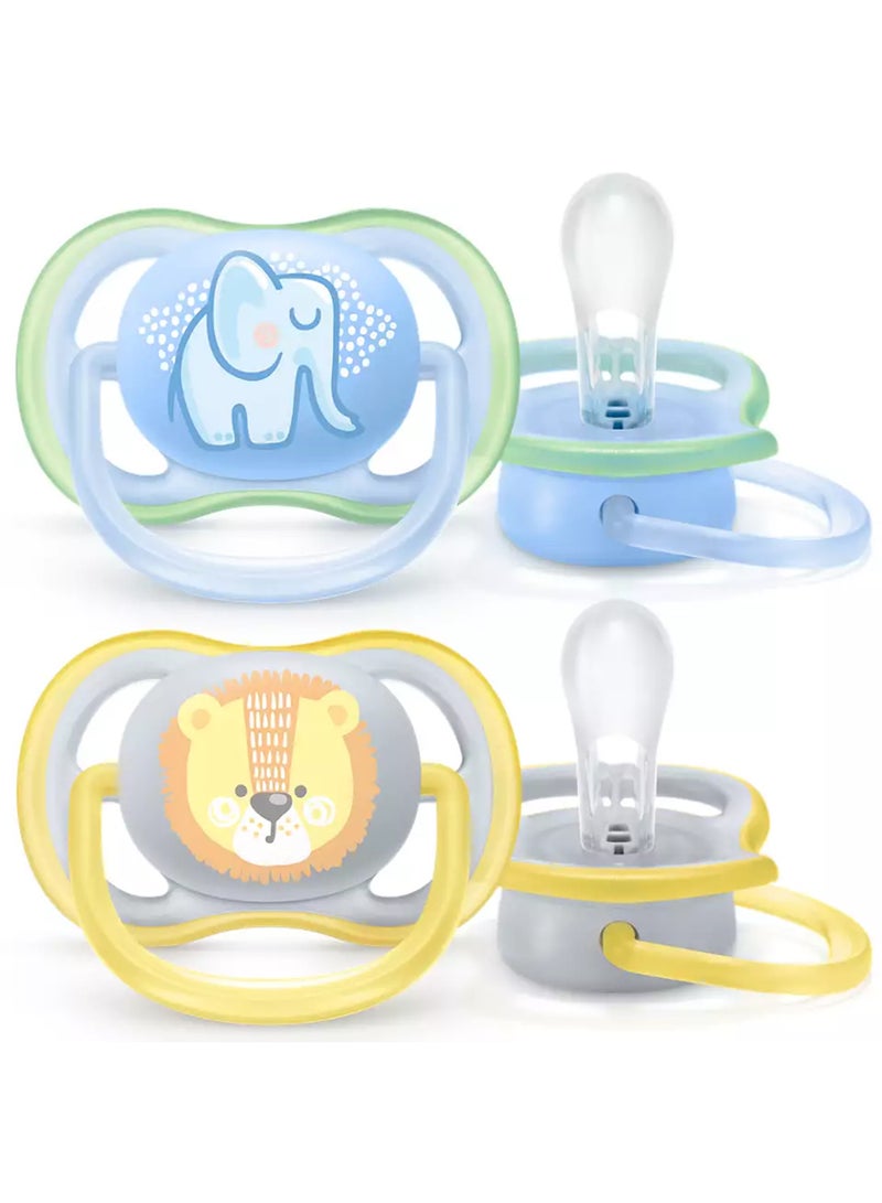 2 Piece Avent Ultra Air Free - Flow Pacifier/Soother, 0 To 6 Months, Mixed, Deco, Scf085/05