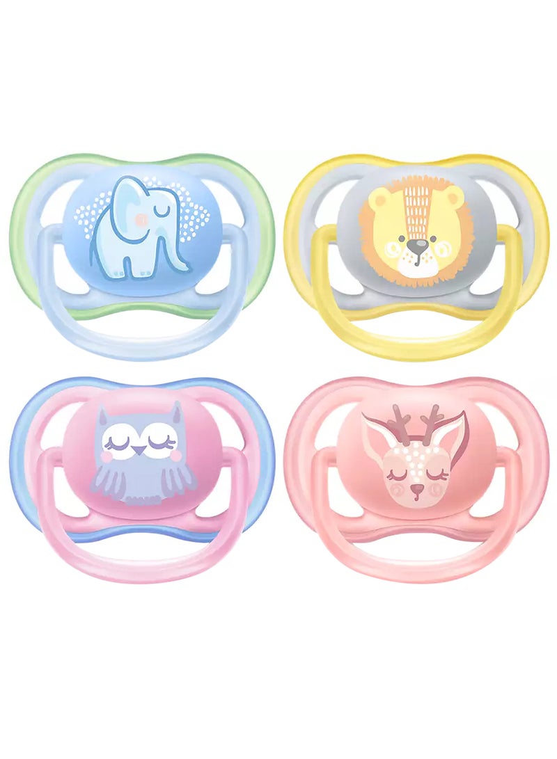 2 Piece Avent Ultra Air Free - Flow Pacifier/Soother, 0 To 6 Months, Mixed, Deco, Scf085/05