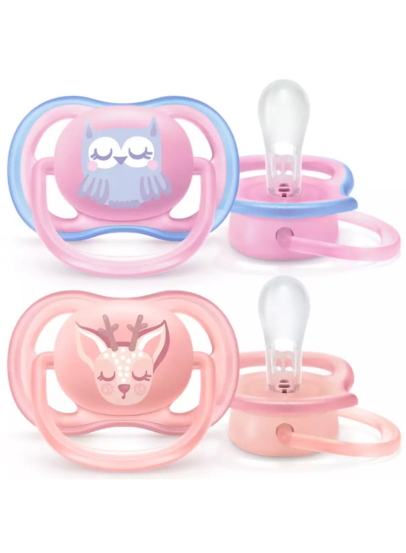 2 Piece Avent Ultra Air Free - Flow Pacifier/Soother, 0 To 6 Months, Mixed, Deco, Scf085/05