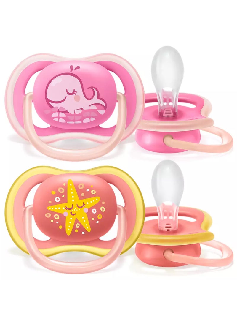 Ultra Air Free - Flow Pacifier, Soother, 6 - 18 Months , Mixed, Deco, 2 Count, Scf085, 06