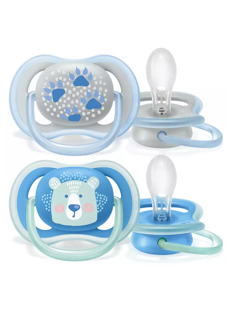 Ultra Air Free - Flow Pacifier, Soother, 6 - 18 Months , Mixed, Deco, 2 Count, Scf085, 06