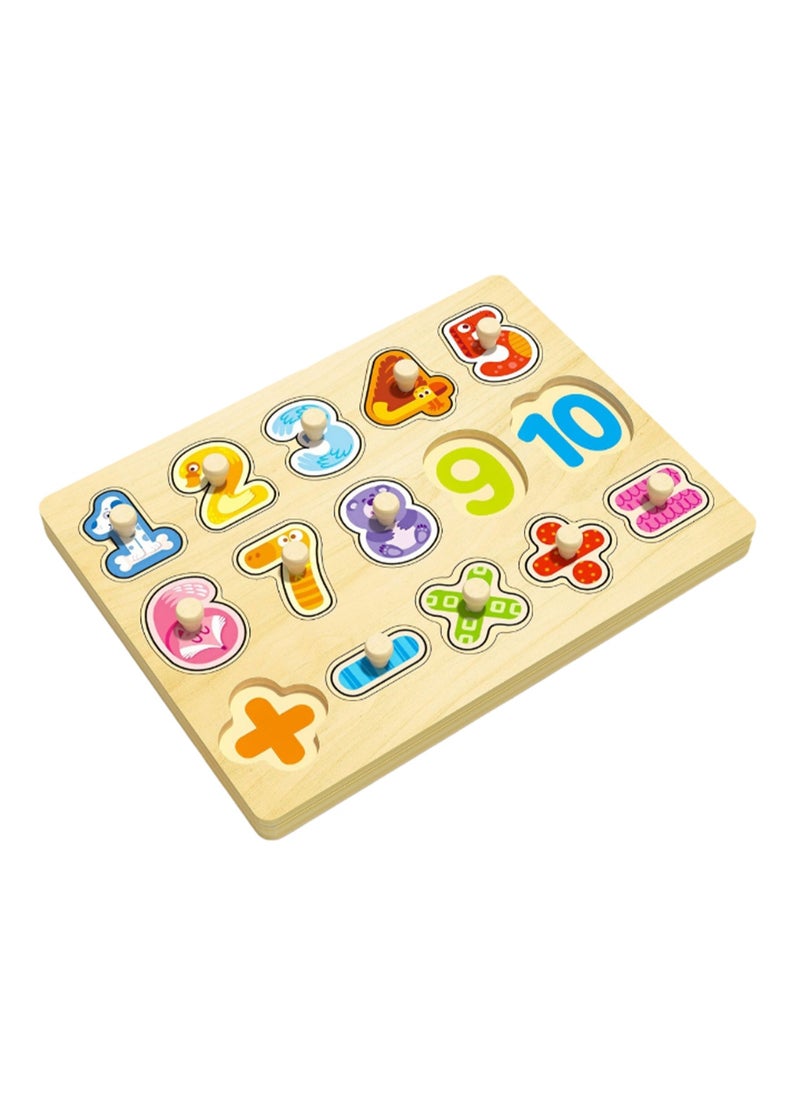 30cm 1-10 Number Calculation Hand-Grab Jigsaw Puzzle Board 1-3 Years Old Children Wooden Peg Jigsaw Puzzle Toy With Handle, Children'S Fine Motor Skills Learning Educational Montessori Jigsaw Puzzle, Ideal Gift For 1 - 2 - 3 Years Old Boys And Girls