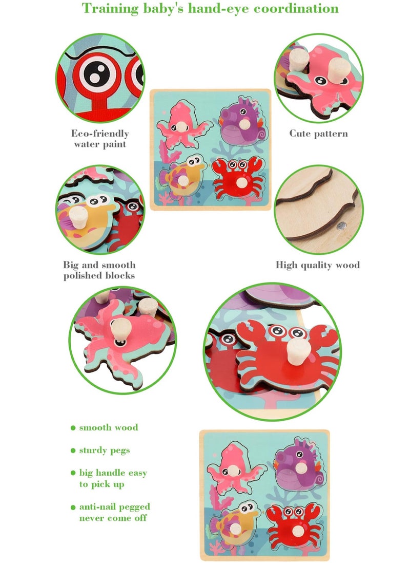 30cm Space Theme Hand Grab Jigsaw Puzzle Board 1-3 Years Old Children Wooden Peg Jigsaw Puzzle Toy With Handle, Children'S Fine Motor Skills Learning Education, Ideal Gift For 1 - 2 - 3 Years Old Boys And Girls