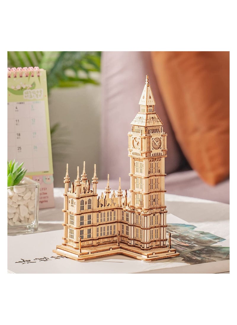 3D Wooden Puzzles Big Ben for Adults & Kids -220 Pieces 3D Puzzle London Architecture Model Kits with LED Desk Decor Gift for Teens/Adults