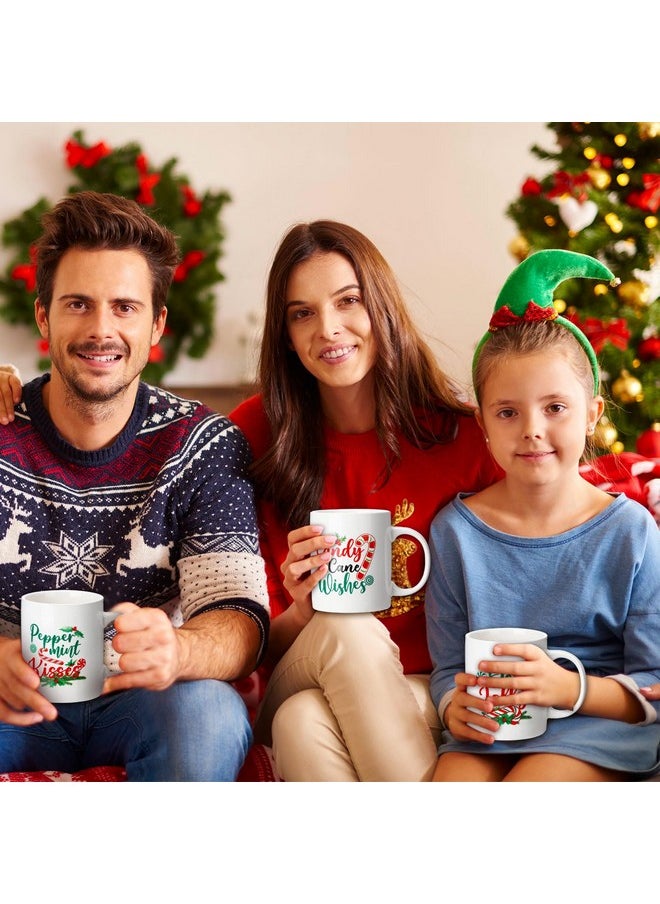 4 Pcs Peppermint Christmas Mugs 12 Oz Xmas Holiday Ceramic Mugs With Handle Christmas Candy Gift Coffee Cups For Christmas Theme Family Candy Land Party Gifts Dinner Drinks Supplies Decoration