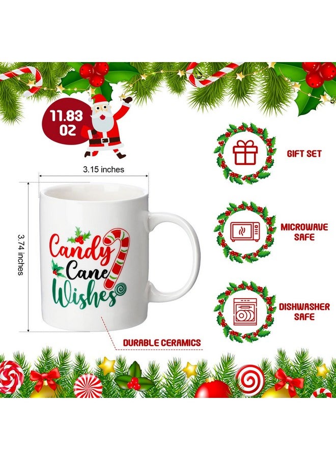 4 Pcs Peppermint Christmas Mugs 12 Oz Xmas Holiday Ceramic Mugs With Handle Christmas Candy Gift Coffee Cups For Christmas Theme Family Candy Land Party Gifts Dinner Drinks Supplies Decoration