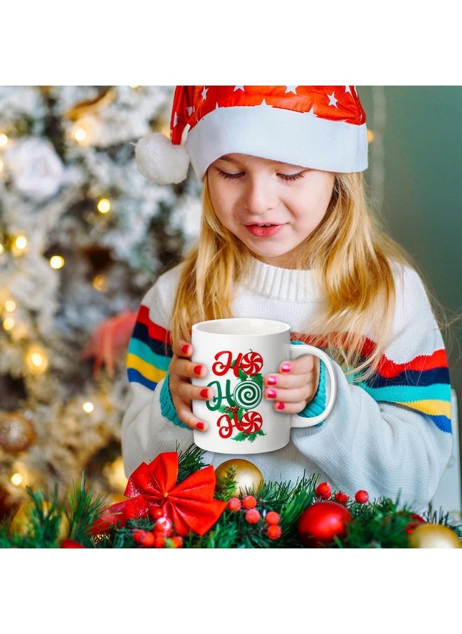 4 Pcs Peppermint Christmas Mugs 12 Oz Xmas Holiday Ceramic Mugs With Handle Christmas Candy Gift Coffee Cups For Christmas Theme Family Candy Land Party Gifts Dinner Drinks Supplies Decoration