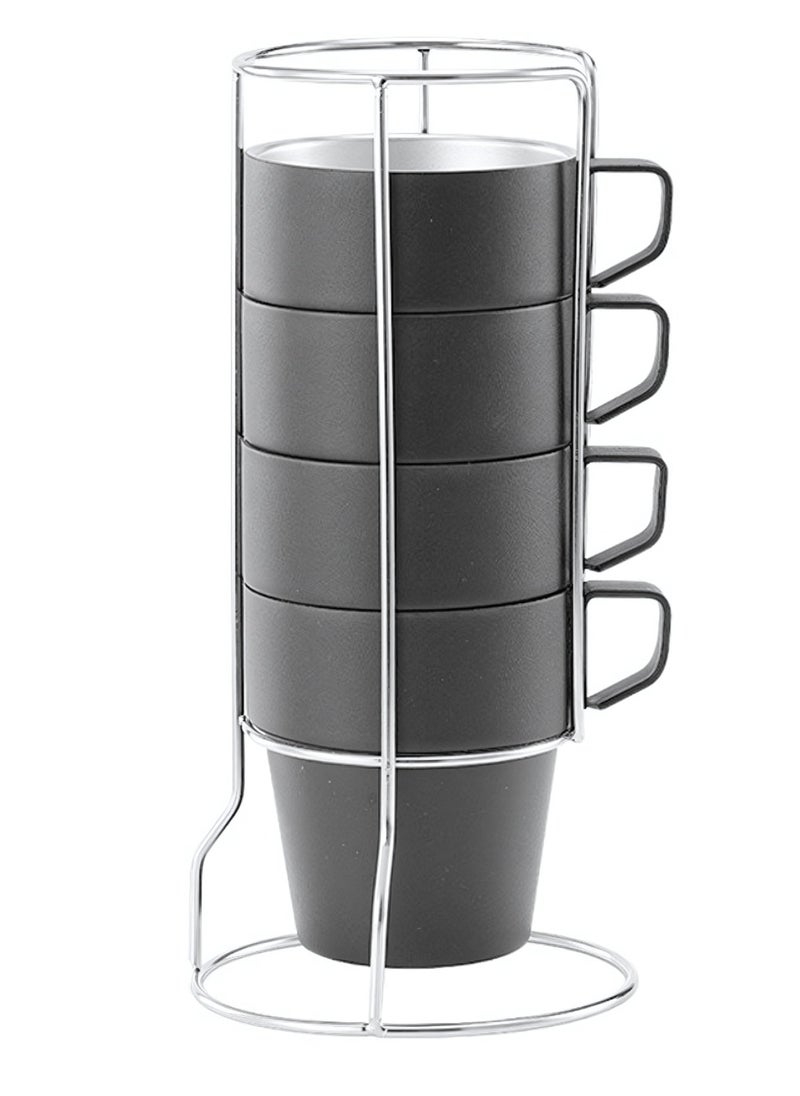 Stackable Mug Set with Metal Stand