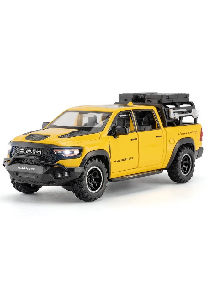 1:32 Alloy Collectible Ram Mammoth Pickup Car Model Toy, Diecast Zinc Alloy Mammoth Pull Back Collectible Toy Car,  Sound and Light Pull Back Model Car for Kids Boy Girl Gift 17.5cm*7.2cm*6.5cm