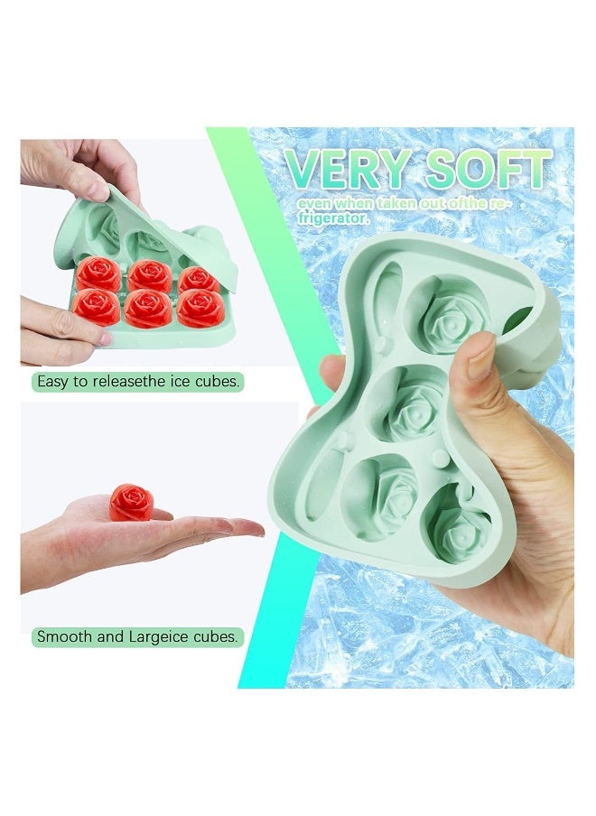 9 Hole Silicone Rose Ice Cube Mold, Ice Ball Maker with Lid, Silicone Sphere Ice Cube Tray Sphere Ice Cube Mold Silicone Ice Ball Maker Ice Cube Container for Cooling Whiskey c o c ktail Juice, Green