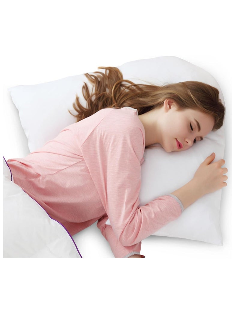 Cheer Collection Oversized V Shaped Pillow, L Shaped Pillow for Neck and Shoulder Support, Side Pillow for Sleeping on Side, Pregnancy Pillow, Curved Pillow, Includes Pillow Cover