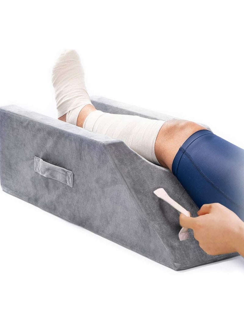 LightEase Memory Foam Leg Support and Elevation Pillow w/Dual Handles for Surgery, Injury, or Rest