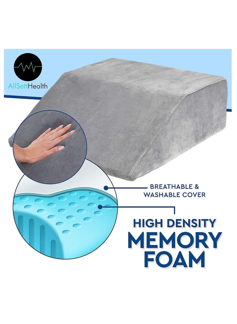 Leg Elevation Pillow - Memory Foam Leg Elevating Pillow | Leg Rest Wedge - Leg Pillow Elevation Blood Circulation | Relieves and Recovers Foot & Ankle Injuries | Foot Elevation Pillows for Swelling