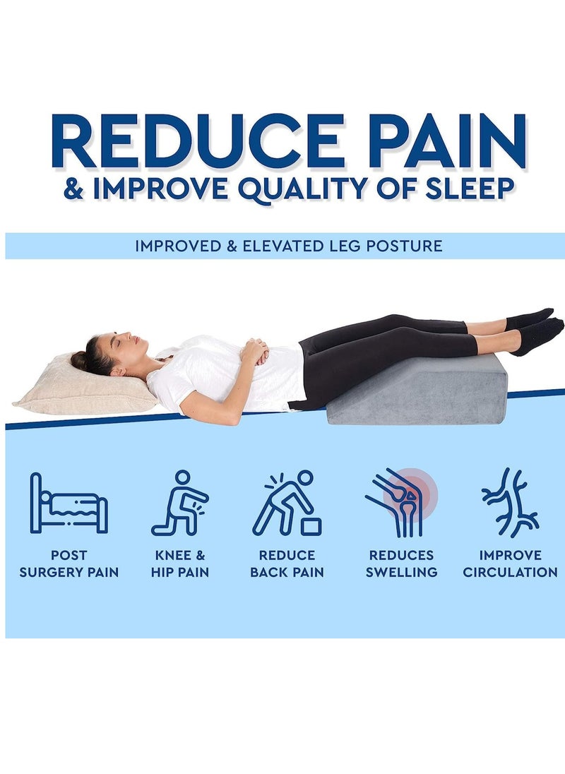 Leg Elevation Pillow - Memory Foam Leg Elevating Pillow | Leg Rest Wedge - Leg Pillow Elevation Blood Circulation | Relieves and Recovers Foot & Ankle Injuries | Foot Elevation Pillows for Swelling