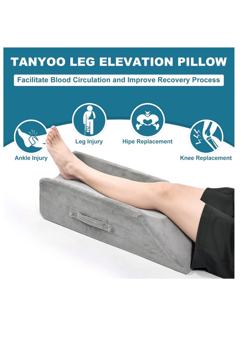 TANYOO Velvet Elevation Leg Pillows for Ankle Surgery Recovery, Broken Foot, Hip and Knee Pain Relief Medium Size for Children and Short Persons