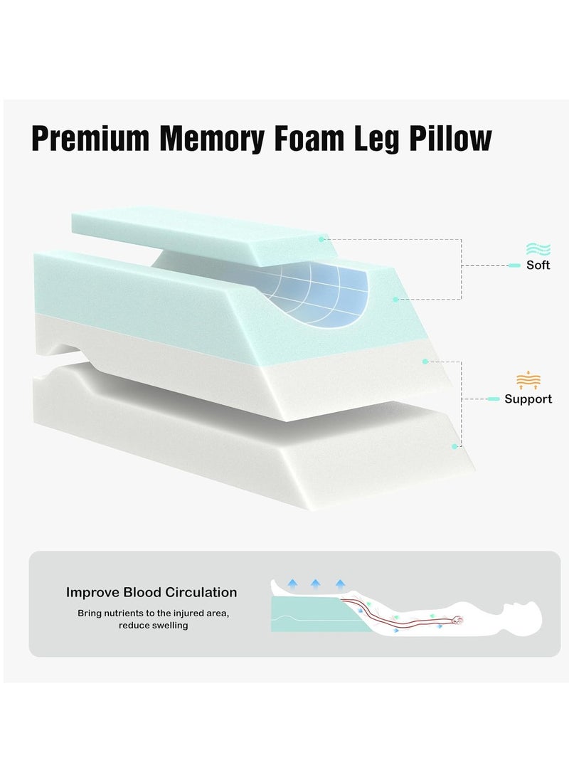 LightEase Adjustable Leg Pillow, Leg Elevation Pillows for After Surgery, Memory Foam Knee Hip Ankle Support for Pain Relief, Recovery, Blood Circulation, Swelling, Injury, Rest