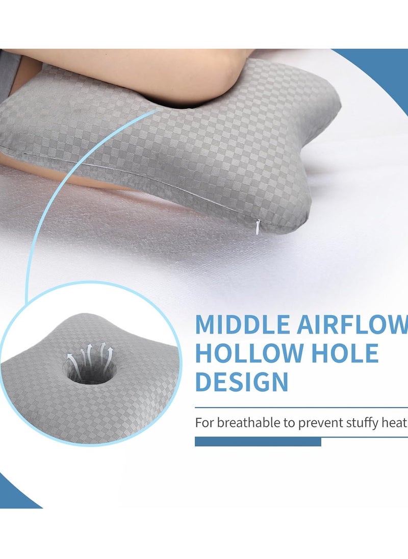 Leg & Knee Pillow for Side Sleepers - Upgraded Memory Foam Pillow Between Legs for Side Sleeping, Leg Pillow for Back, Hip, Sciatica Pain Relief, Side Sleeper Wedge Pillow (Light gray-no straps)