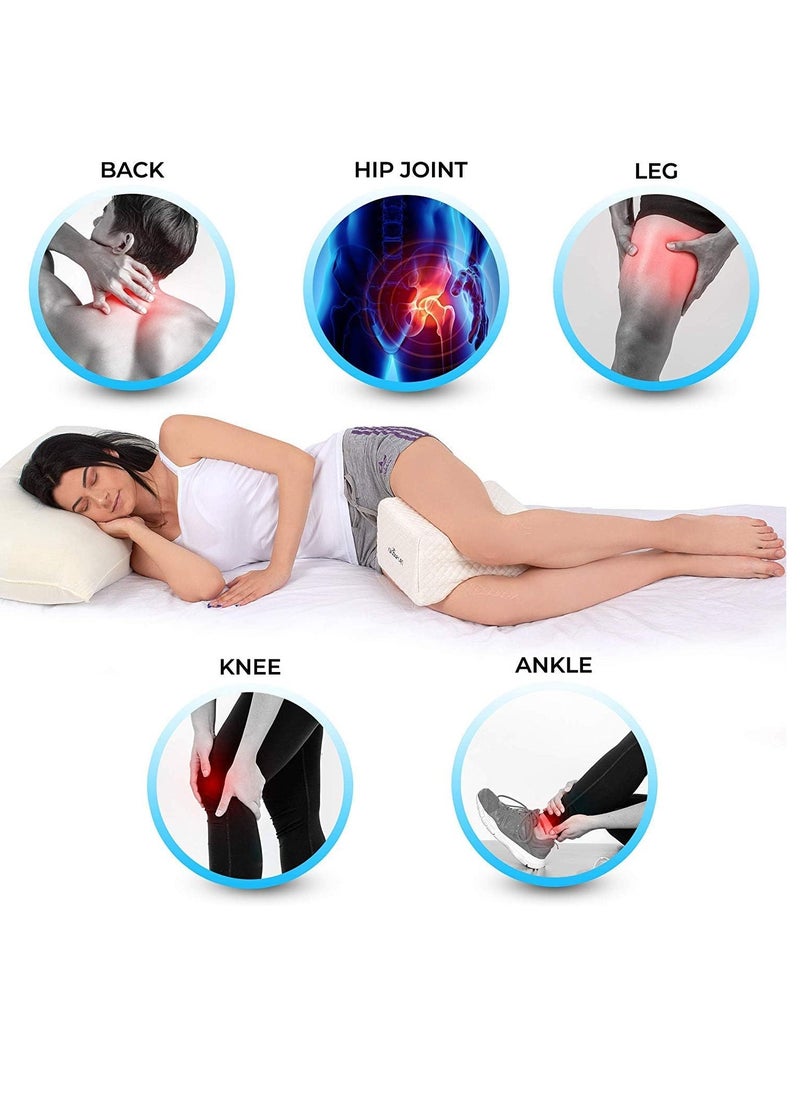 Abco Tech Memory Foam Knee Pillow with Cooling Gel - Knee Wedge Pillow, Leg Pillow for Side Sleepers, Pregnancy, Spine Alignment, Pain Relief - Pillow for Between Knees While Sleeping + Washable Cover